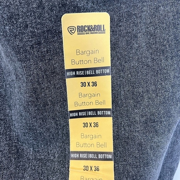 NWT Rock & Roll Denim Bargain Button Bell High Rise Bell Bottom Jeans Charcoal - Picture 12 of 13